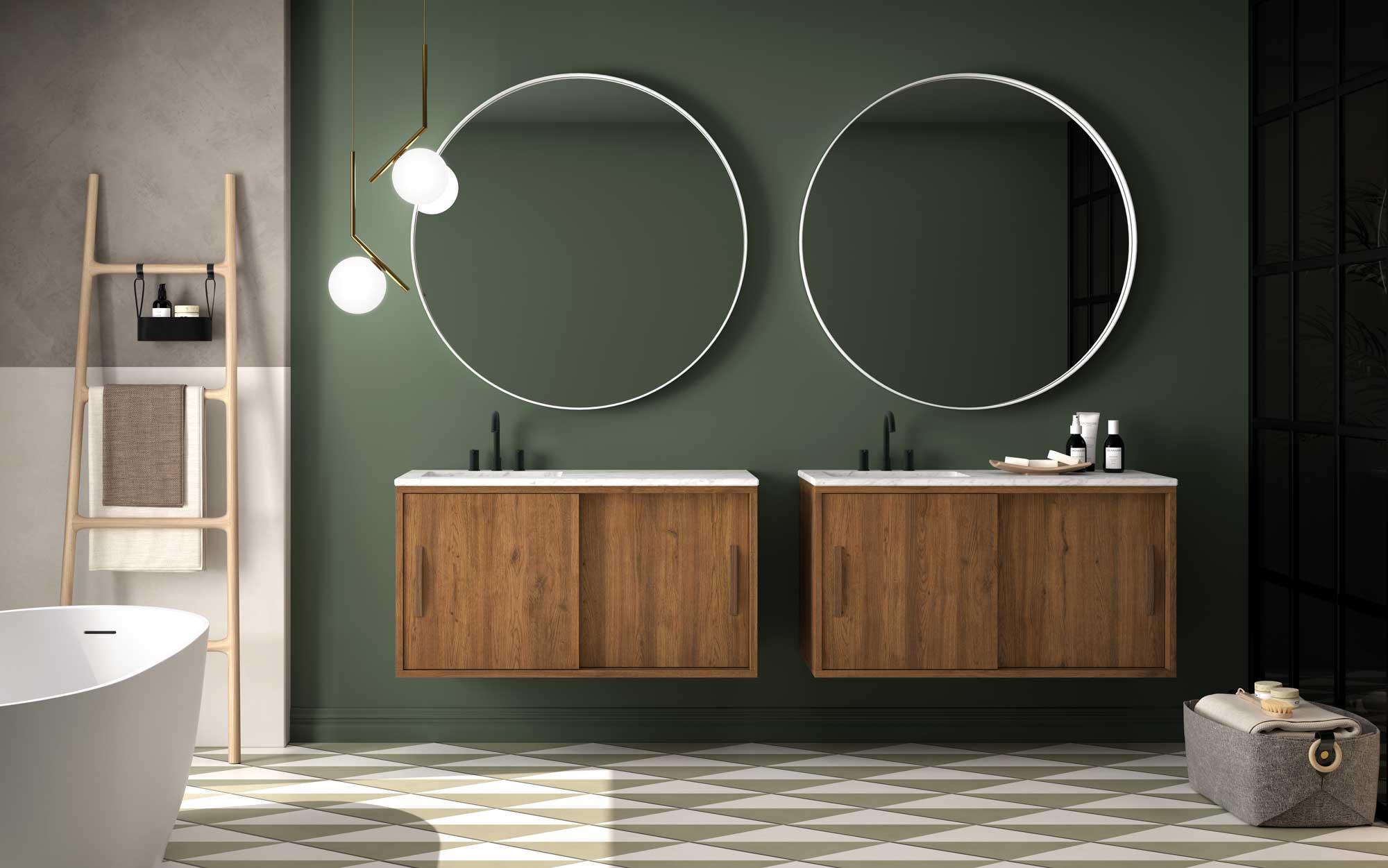 Nueva tendencia: espejos redondos en baños